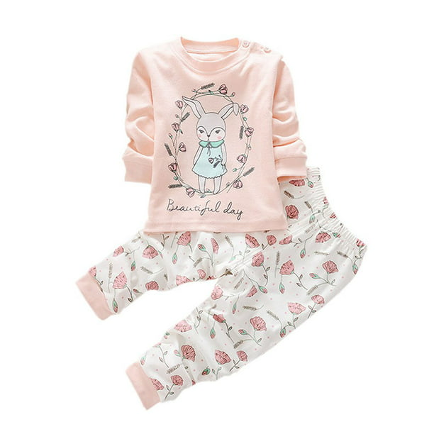 2pcs Boys Girls Pyjamas Kids Long Sleeve Clothes Set Nightwear Sleepwear Baby